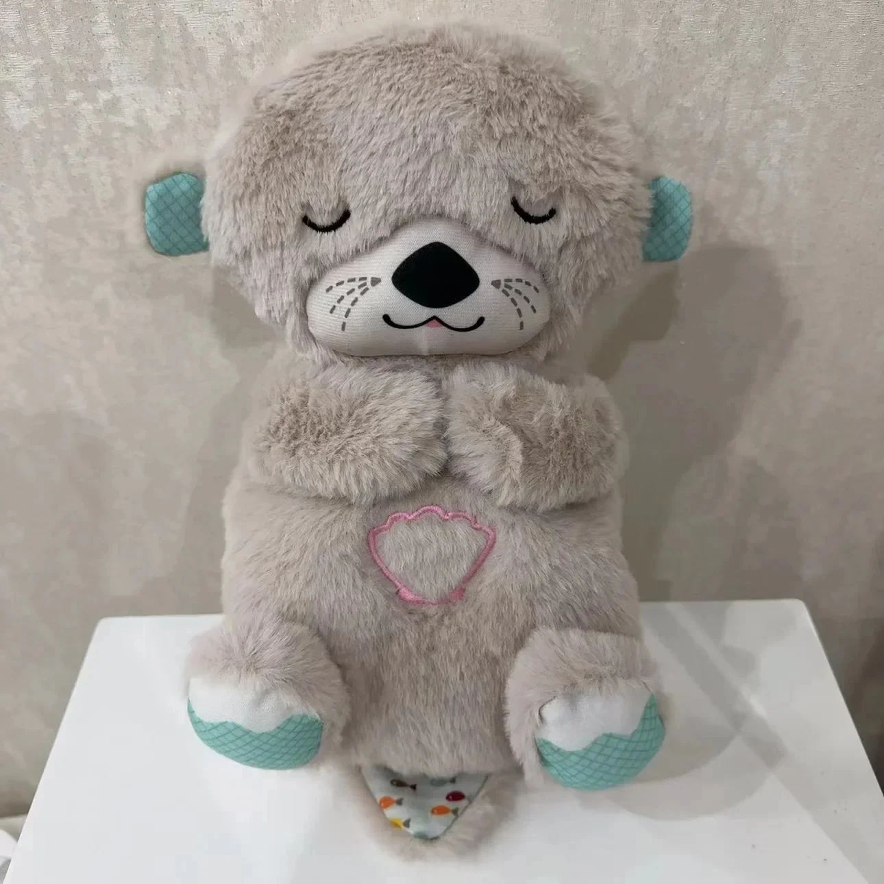 곰 수달 봉제 인형,  호흡, 어린이 진정 음악, 수면 동행, 소리와 빛 인형 장..
