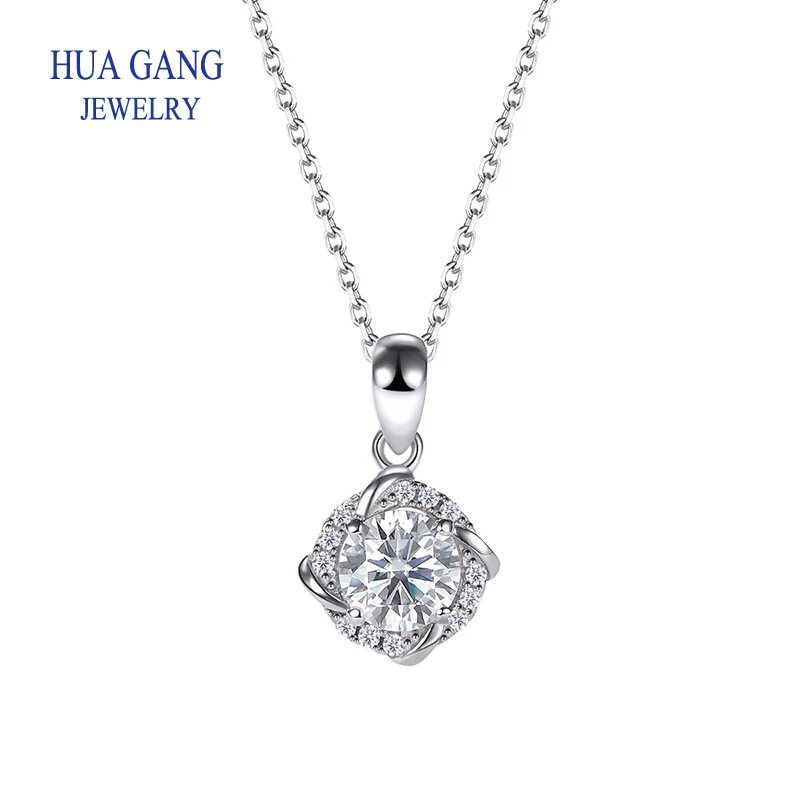

Fashion New 925 Sterling Silver Pendant Moissanite 2ct Labs Diamond Necklace Clavicle Chain Women Fashion Jewelry for Wedding