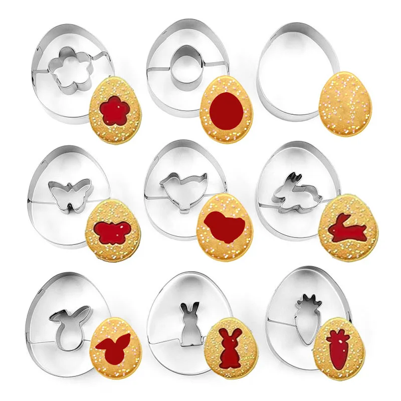 

6/9PCS Easter Series Cookie Cutters Stainless Steel Rabbits Egg Biscuit Moulds Cake Fondant Bakeware Pastry DIY Decorating Tools