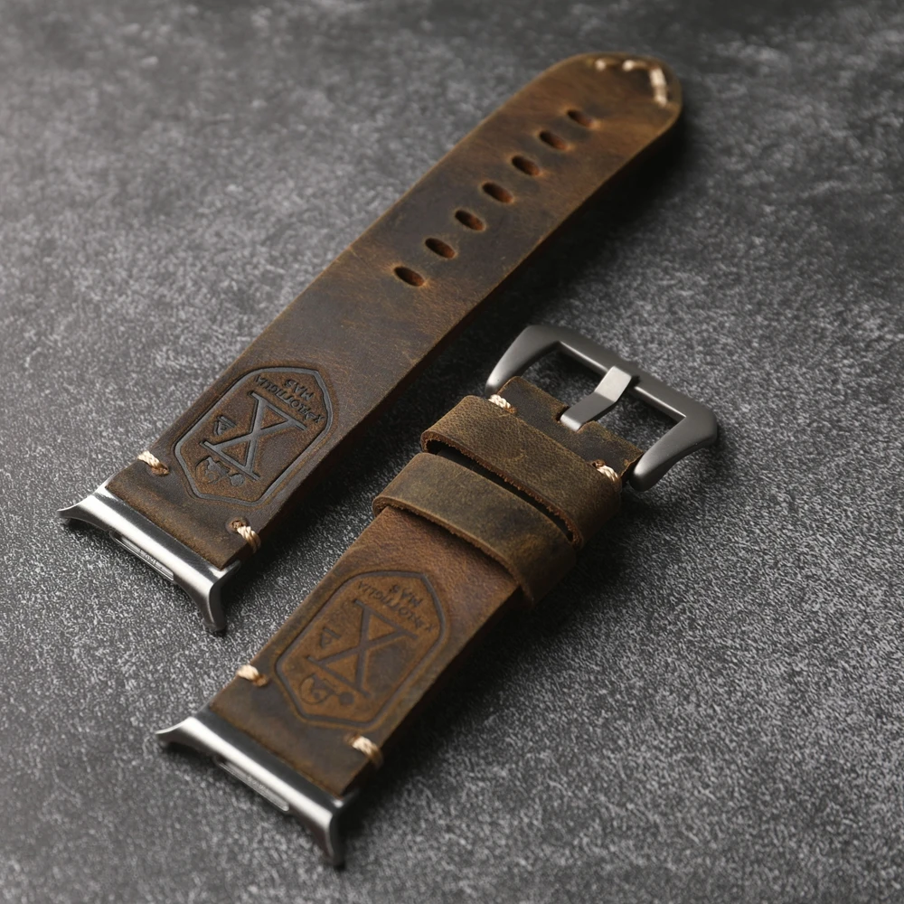 Premium Handmade Brown Vintage Leather Strap for Men, 47MM Cowhide Bracelet Design