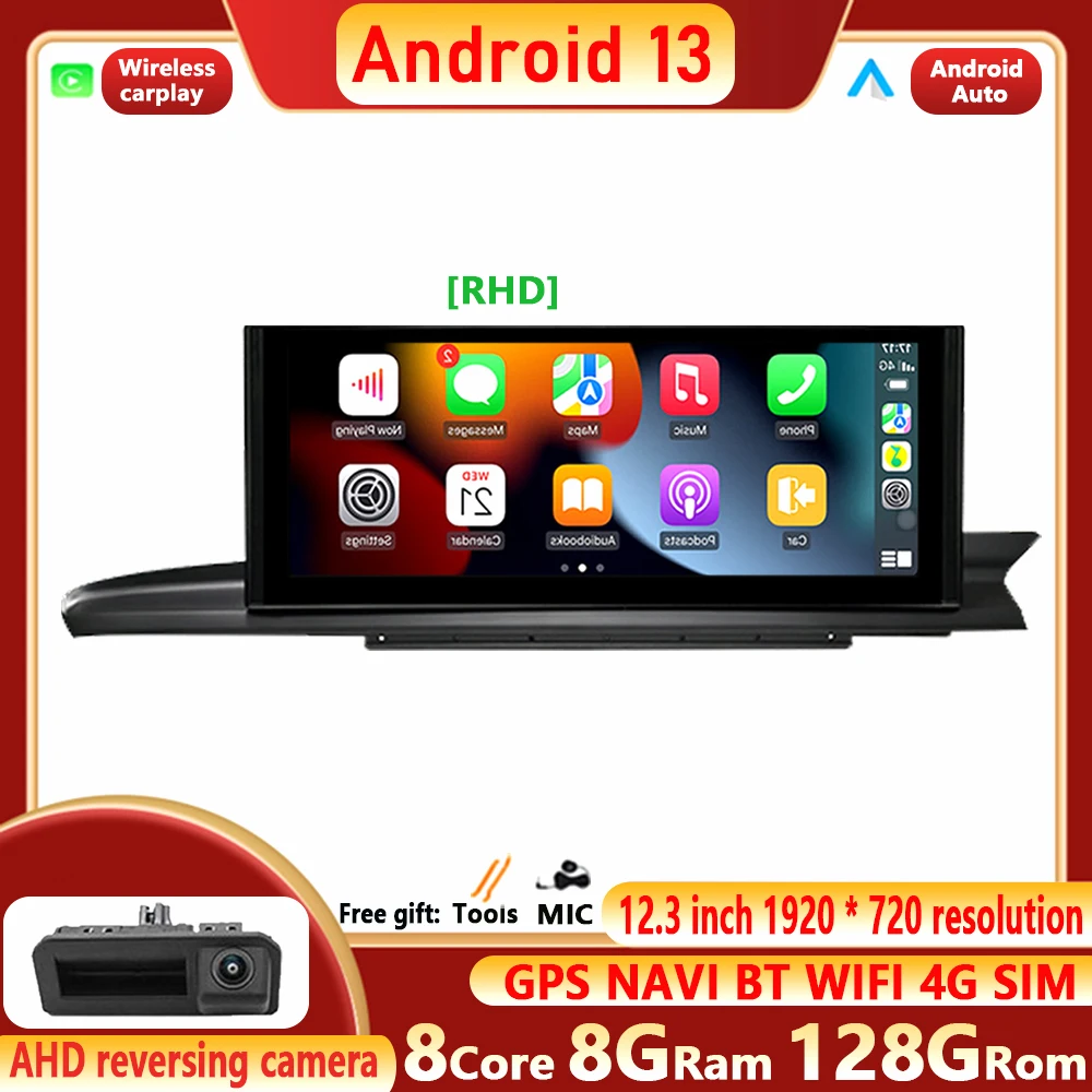 Per Audi A6 A7 C7 Rs6 Rs7 S6 2012-2018 Rhd Android 13.0 Carplay Lettore Per Auto Da 12.3 Pollici Multimedia Radio Stereo Navigazione Gps