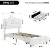 Twin Size LED Upholstered Bed Adjustable Headboard with Storage Drawer Music-Activated Crystal Button Tufted Platform Bed Kids 3