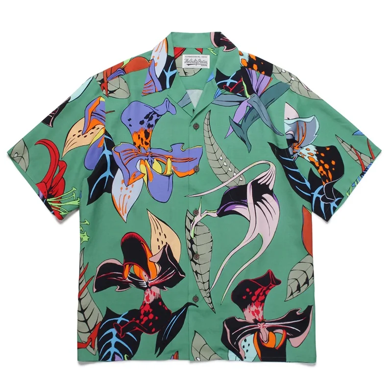 Fashion WACKO MARIA Shirt High Quality 1:1 Summer Mens Womens Cuban Neck Hawaiian Short Sleeve Shirt 3