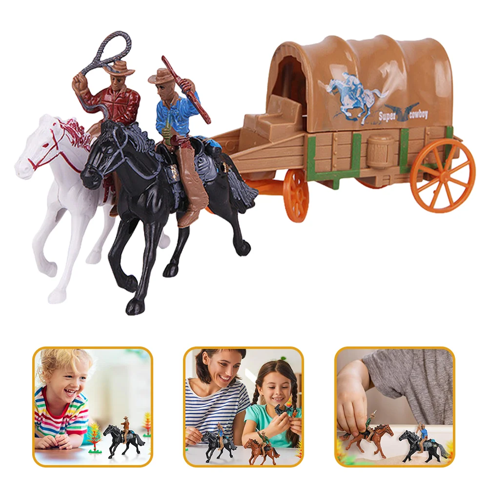 Toy Horses Western Figures Horse Riding Plastic Indians Figurines Carriage American Figures Playset Table Decoration Toy - 4