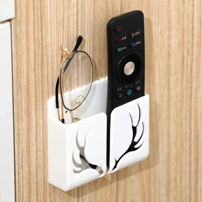 Wall Mounted Storage Box Organizer Remote Control Mobile Phone Plug Holder Rack Multifunction USB Charging Stand wall mounted storage box,phone holder,wall mounted organizer,remote control holder