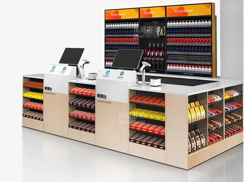 Simple Combination Corner Wooden Small Supermarket Front Counter, Convenience Store, Convenience Store