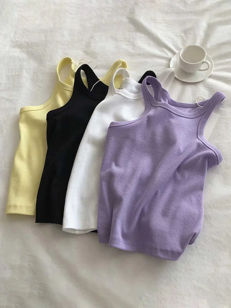 2023 Women Tank Tops Sexy Cropped Top Female Women Summer Camisole Camis Black White Sport Clothes For Women