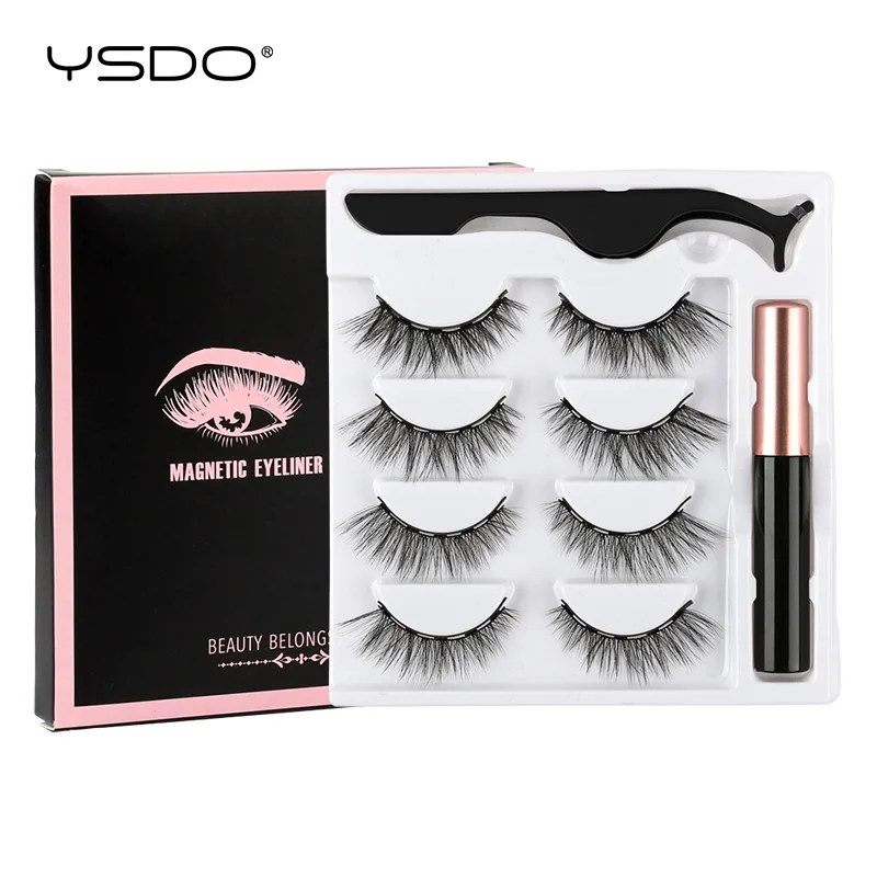 Waterproof Mink Magnetic Eyelashes Set with Eyeliner and Tweezers