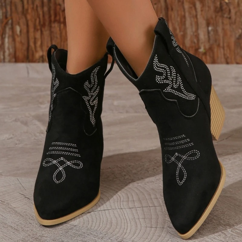 

Boots for Women New Hot Sale Women's Boots Chunky Fashion Boots Women Ankle Boots Cowgirl Shoes Zapatos Para Mujeres