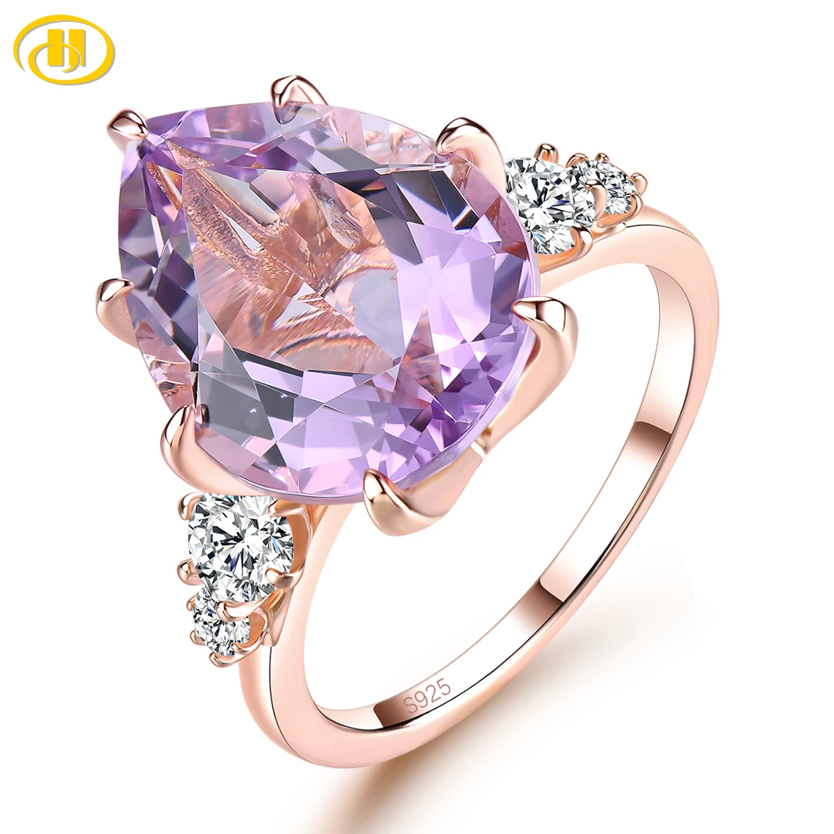 

Natural Pink Amethyst Silver Rose Gold Plated 8 Carats Genuine Gemstone Women's Romantic Fine Jewelrys Christmas New Year Gifts