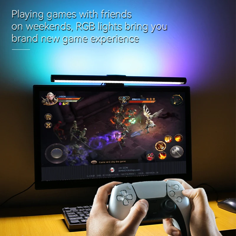 

RGB Led Monitor Light Bars Usb Touch Stepless Dimming Deak Lamp Eye Protection Screen Hanging Light for Computer Laptop PC Study