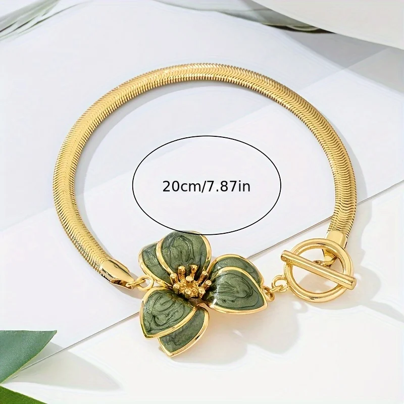 Elegantes weißes Blumen-Knebelverschluss-Fußkettchen für Damen, dicke Schlangenkette, Sommer-Strand-Urlaubs-Fußschmuck – Detail 4