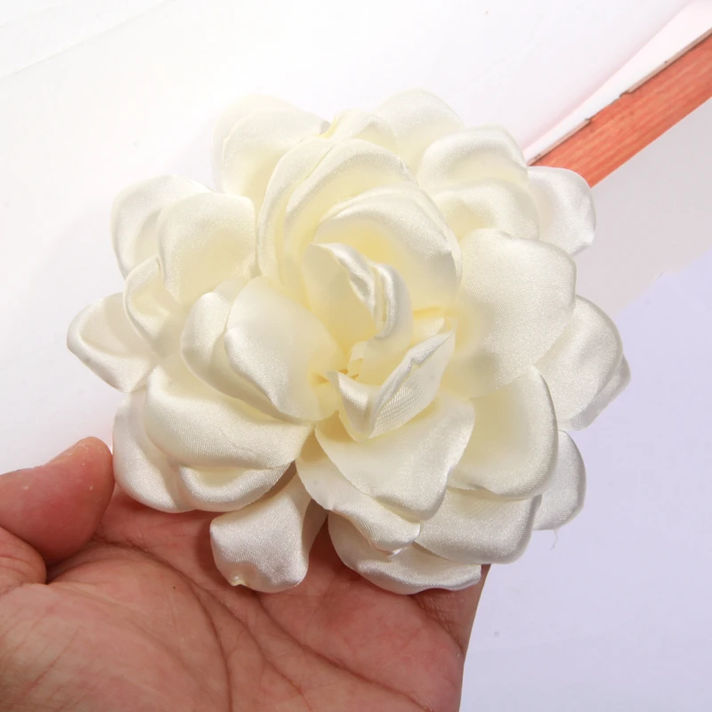 Artificial Flowers Artificial Flower 5Pcs 12cm 4.6" Satin Burned Edge Fabric Artificial Flowers for Wedding Dress Decoration Lace Multilayer Making Accessories Silk