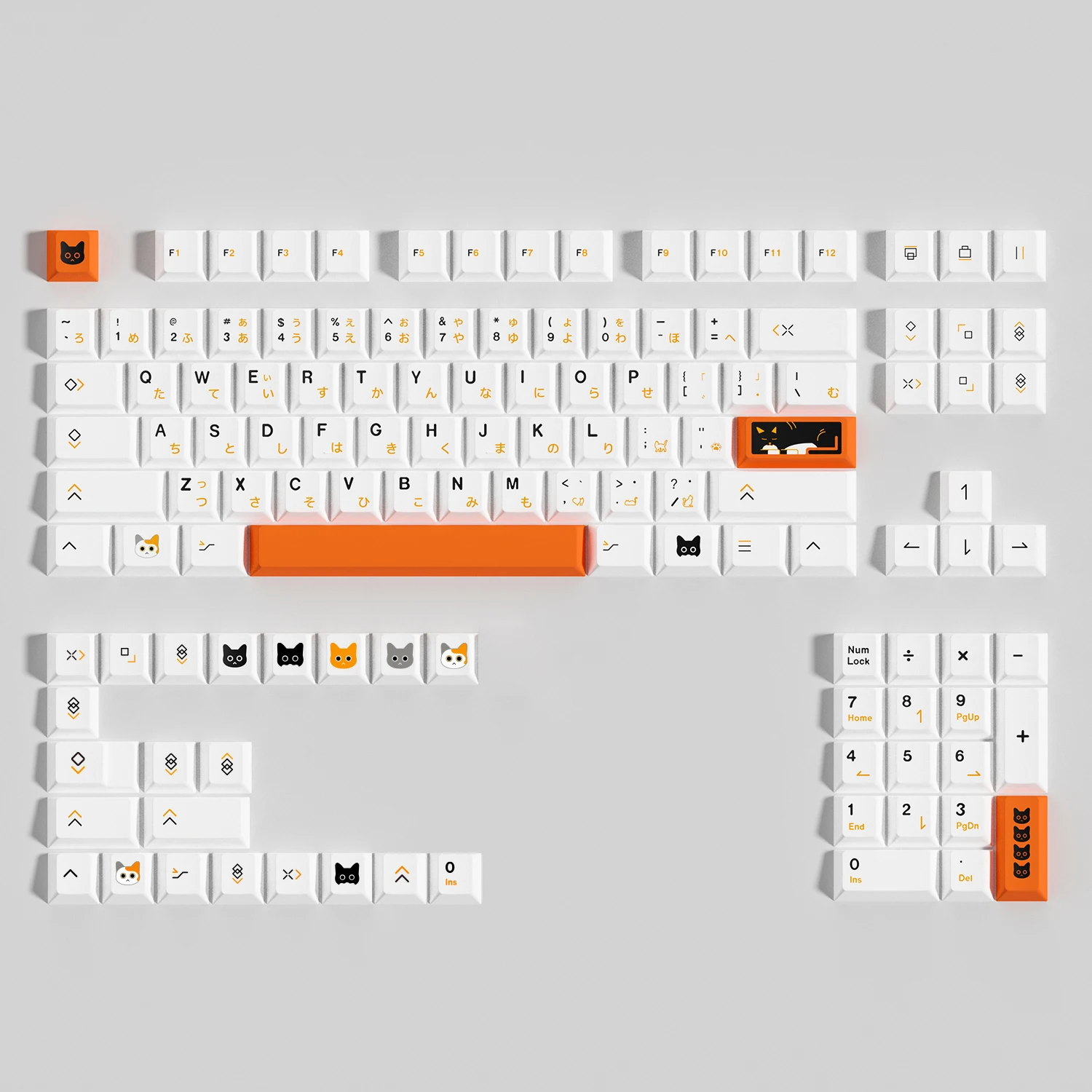 Teclado Japonês Branco Keycap Calico Cat Keycap Bonito Small Complete Grupo Pbt Cherry 65 75 98 104for Teclado Mecânico 126 Teclas