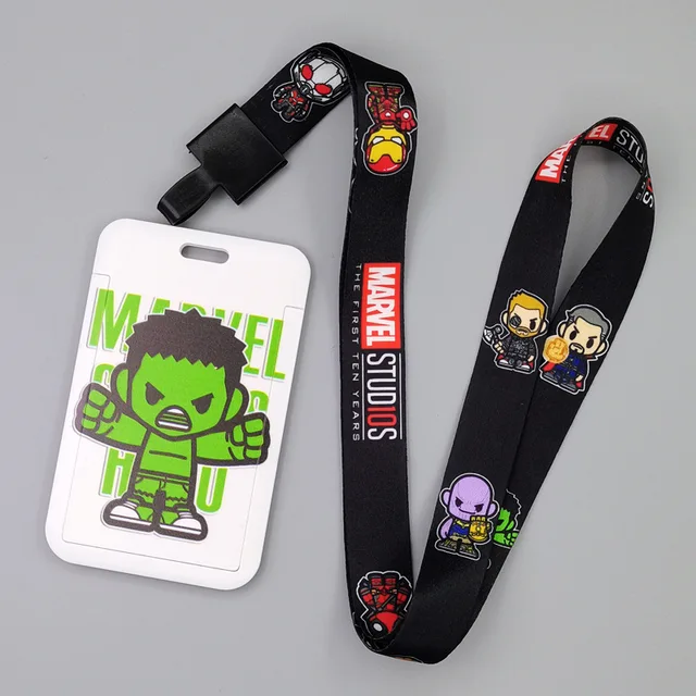 Marvel Movie Characters Card Cover Captain America Spiderman Super Heroes ABS Card Holder Student Campus Card Hanging Lanyard ID Xhmw05