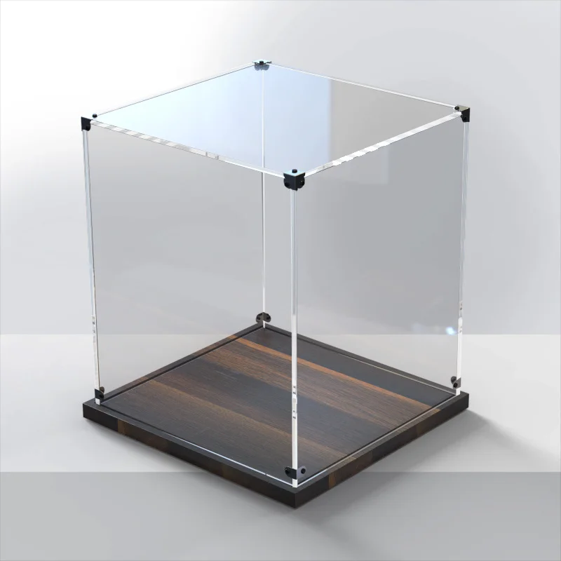 Vitrine transparente en acrylique avec base en bois pour figurines Tonies,  vitrine anti-poussière, modèle de