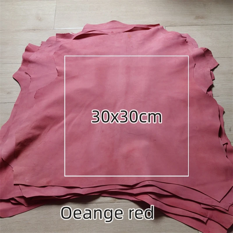 오렌지 프로스트 스킨, 0.6mm, 0.7mm 첫 번째 레이어 가죽 진짜 가죽 원단. 수제 DIY 내부. 전체 양가죽