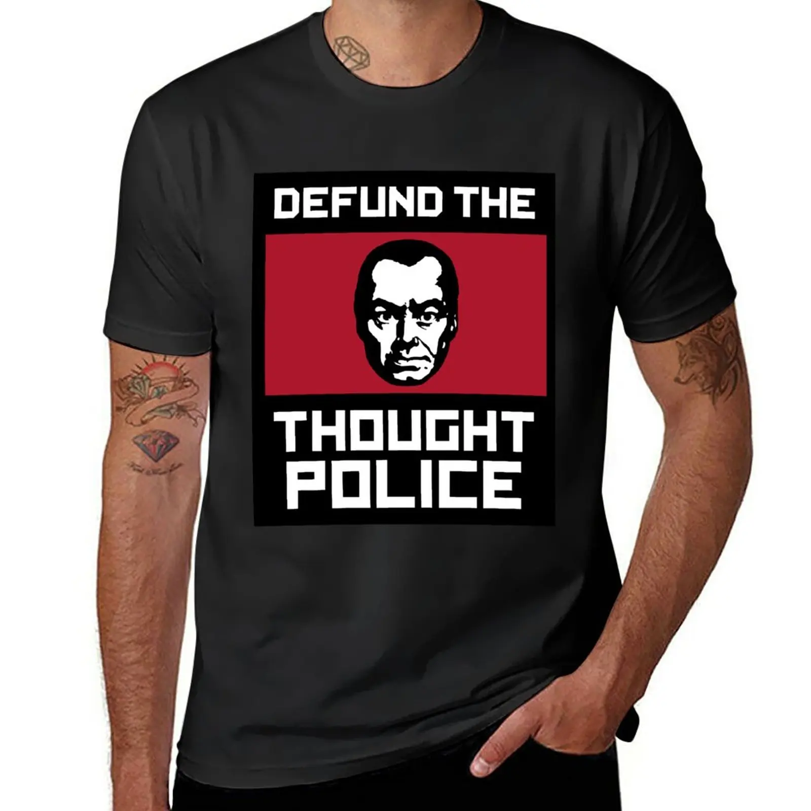 

New Defund the THOUGHT POLICE T-Shirt plain t-shirt oversized t shirt man clothes Men's cotton t-shirt
