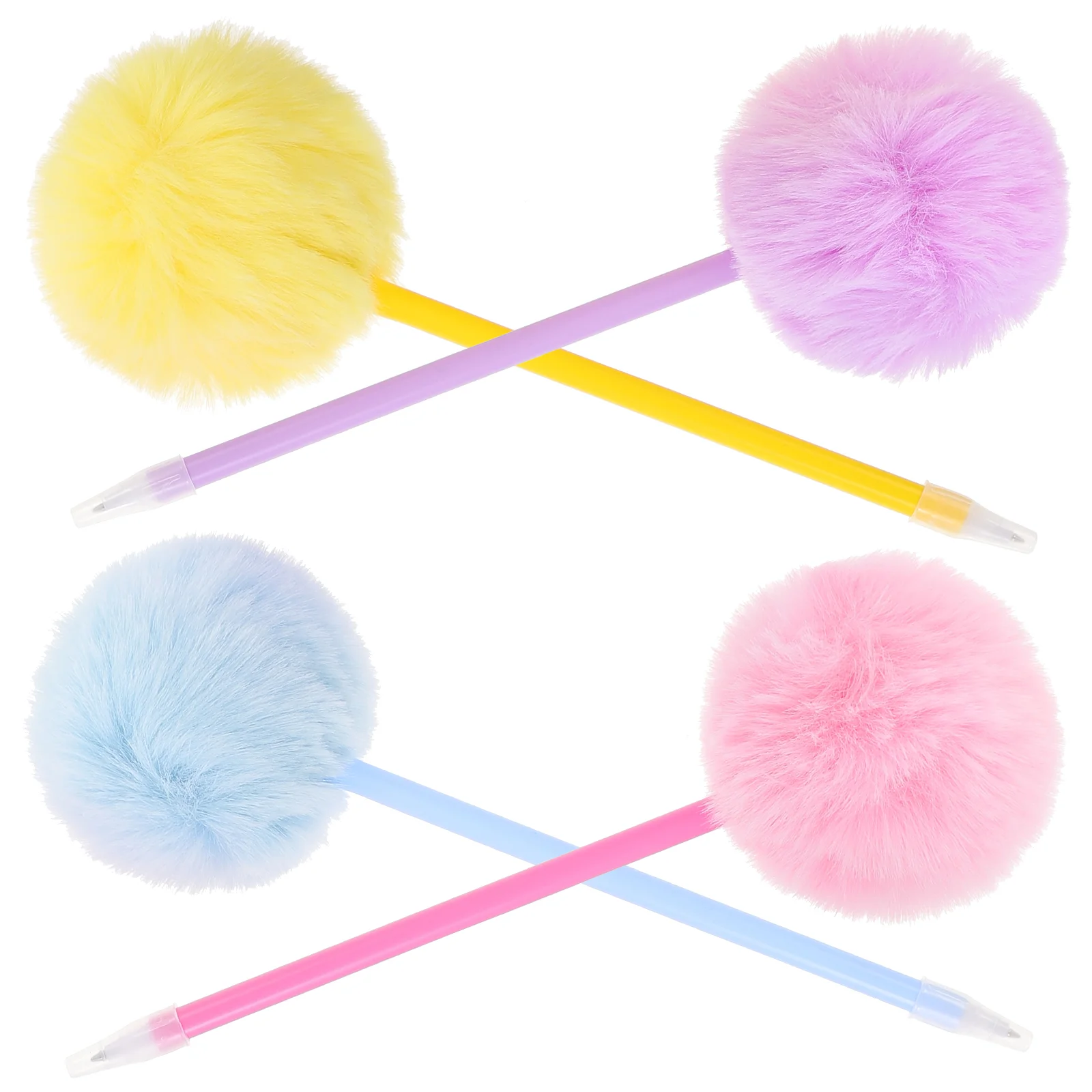 4 Pcs Hair Writing Pen Fountain Pen for Students Girls Elegant Style Hairball Portable Ballpoint Fluffy Grace Lovely