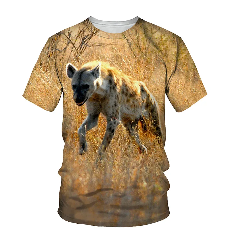 2022 3D Hyena Print T-shirt Men 2021 Fashion Summer O Neck Short Sleeve Tees Tops 3D Style Male Clothes Casual Funny T-shirts plain t shirts T-Shirts