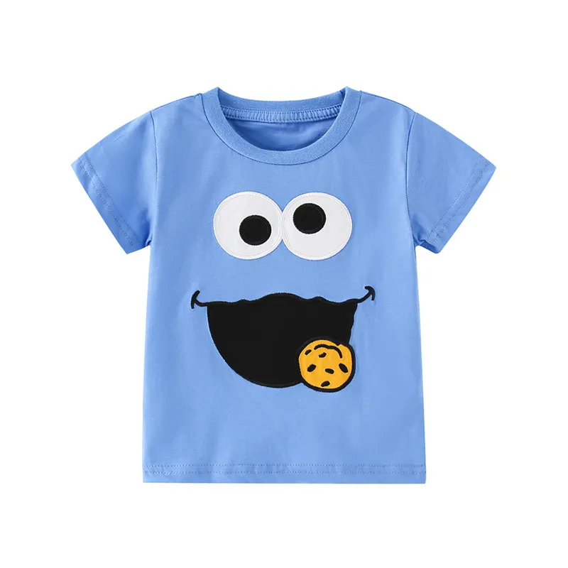 

Jumping Meters New Arrival Embroidery Cartoon Red Blue Boy Girls T Shirts Cooker Summer Short Sleeve Tees Tops Baby Wear Costume