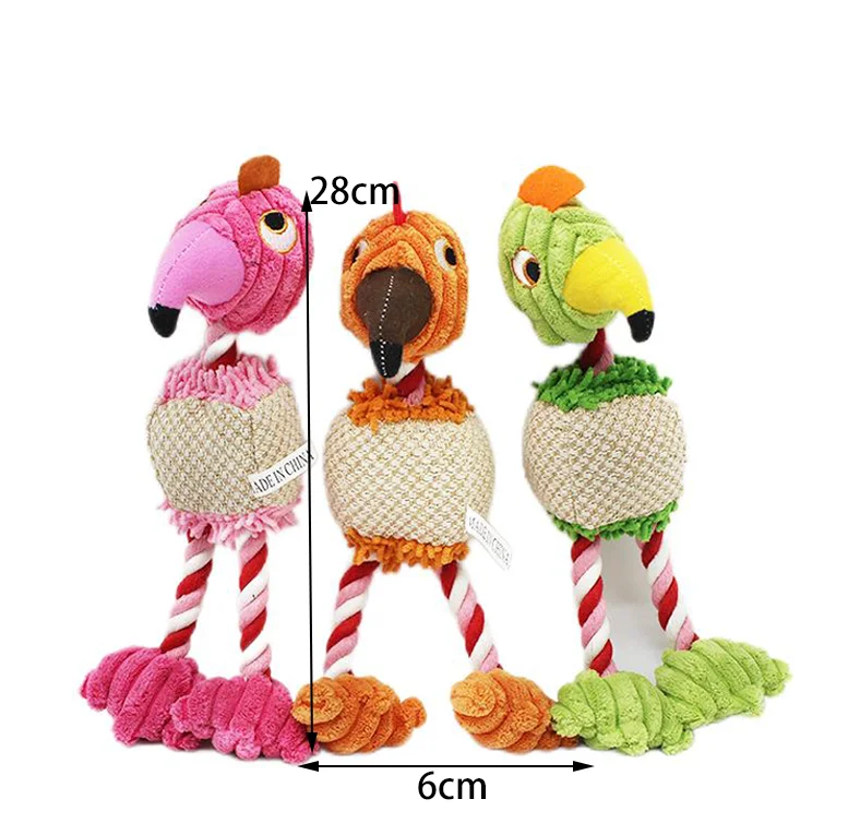 Pet Dog Squeaky Toys Interactive Cartoon Animal Flamingo Shape Dog Chew Toy Training Products Puppy Sound Toys For Small Meduim 6