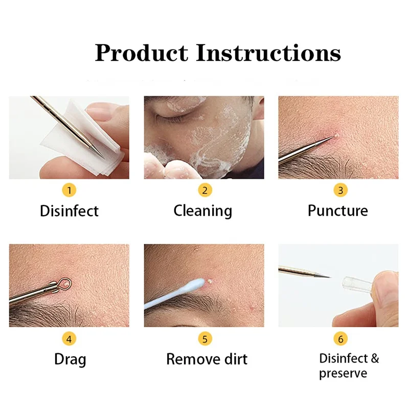 Acne Needle Remove Blackhead Blemish Pimple Comedone 4pcs/Set Double-ended Stainless Steel Facial Cleaning Skin Care 2