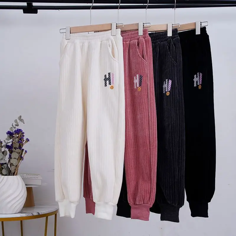 

Girls' Pants Spring and Autumn Winter New Children's Fleece-lined Chenille Pants Girls' Fashionable Casual Pants