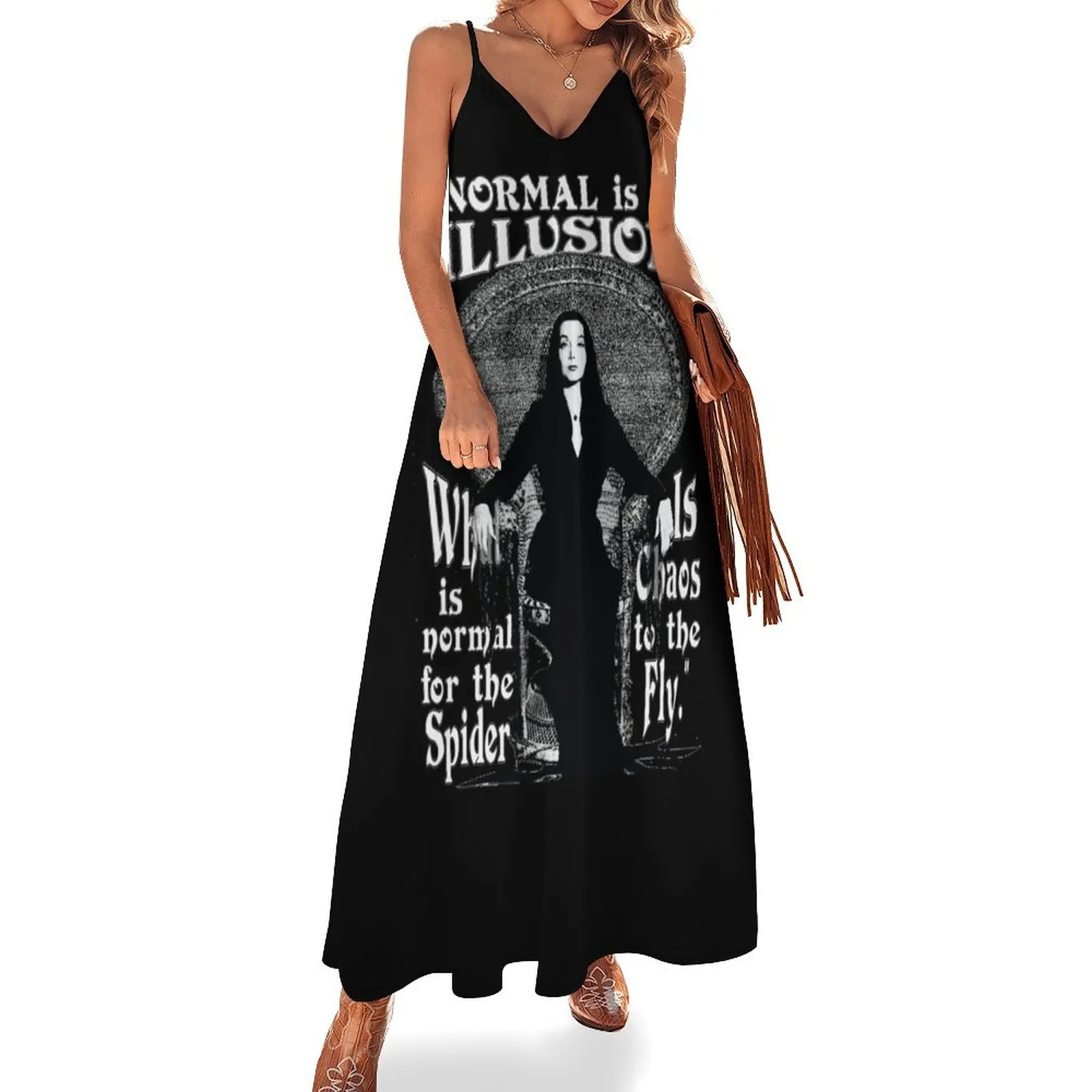 

Morticia Addams-Normal Is An Illusion... Sleeveless Dress clothes Female clothing summer dresses