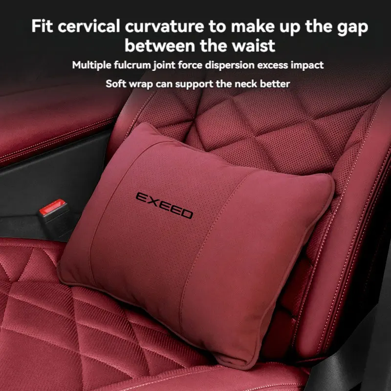 Suede Car Headrest Waist Seat Support Neck Pillow Waist pillow For Chery Exeed TXL TX VX LX Accessories