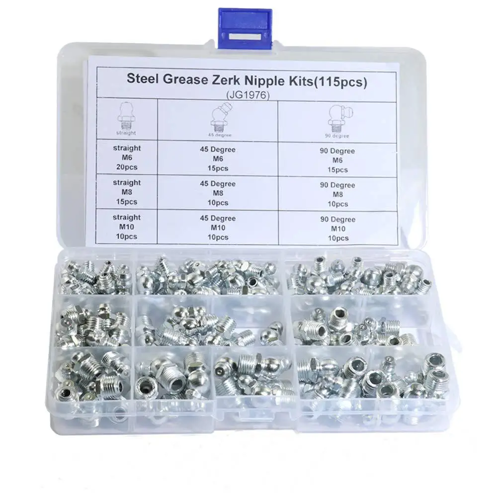 Screw Bolt Nut Set 115Pcs NUTS and bolts FOR Zerk Grease Nipple Fitting