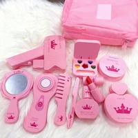 Wooden Simulation Girl Makeup Bag Set Play House Toy Kid Lifelike for Role Play with Cosmetic Bag Kit Children Play Girls Game 1