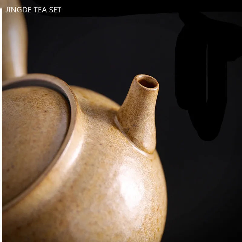 350ml Japanese Coarse Pottery Teapot Home Vintage Large Capacity Side Handle Pot Ceramic Beauty Tea Infuser Traditional Teaware