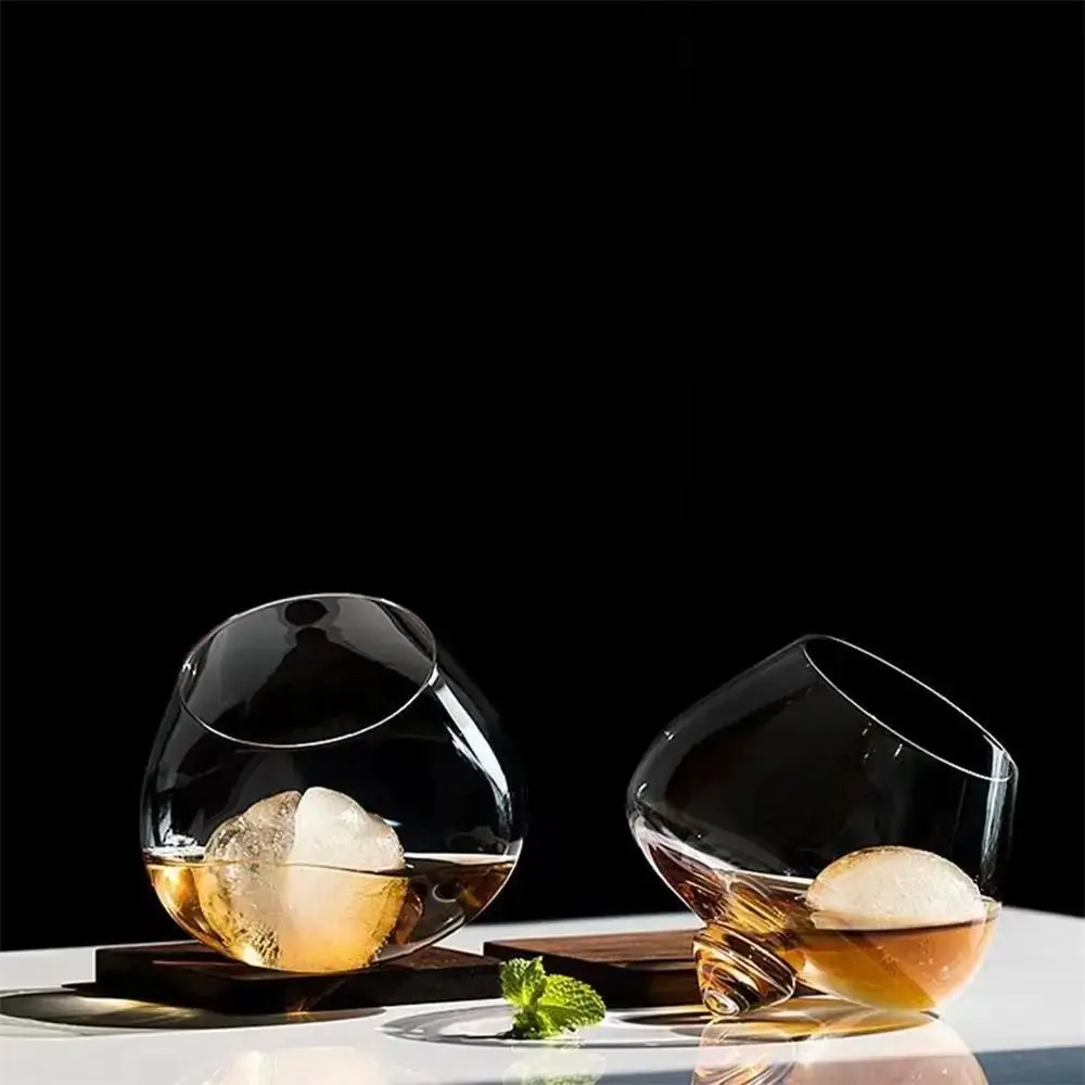 Irregular Whiskey Wine Glass Rotating High Belly Beer Whiskey Brandy Cocktail Drinking Wine Cup Tumbler Down Bar Glass glass cup
