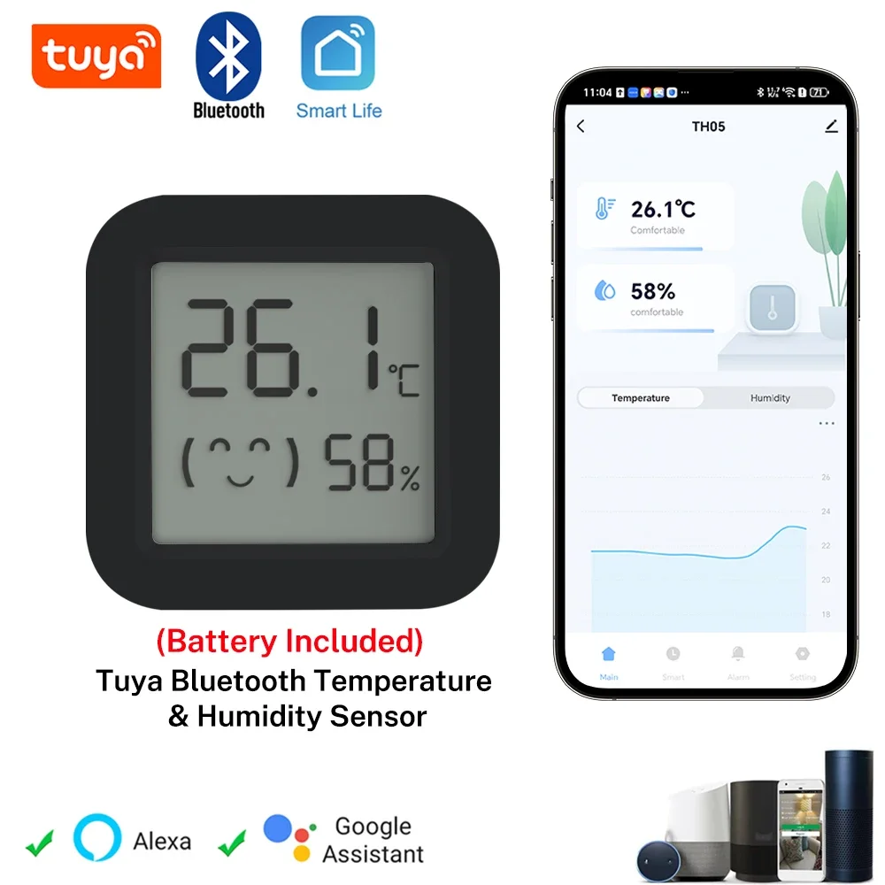Tuya bluetooth-compatible Temperature Humidity Sensor LCD Thermometer Mini Smart Electric Hygrometer APP Remote Control Home