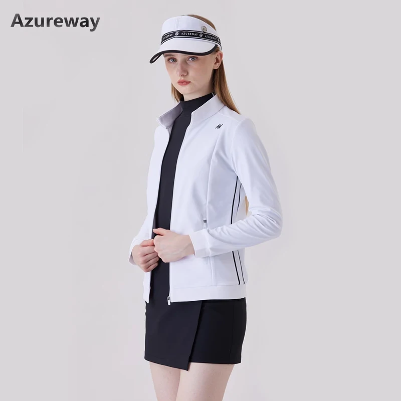 AW Golf Autumn and Winter Jacket Ladies Sports Elastic Slim-fit Stand-up Collar Waterproof Coat Women's Fleece Windbreaker