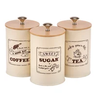 Coffee Bean Storage Airtight Containers for Food Conteiners Simple Style Bamboo Cover Iron Art Tea Can Sugar Bowl Kitchen Items 1