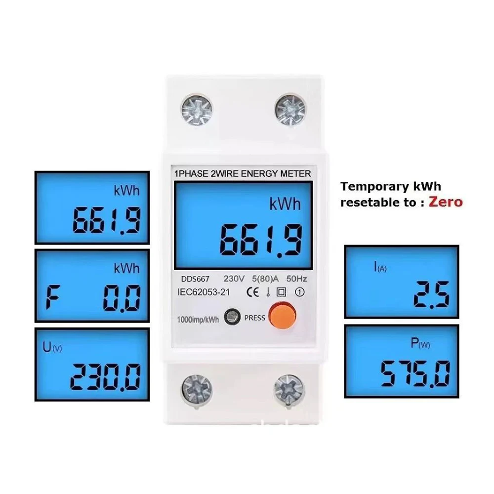 

LCD Digital Backlight Single Phase Energy Meter kWh Power Consumption Meter Wattmeter Electronic AC 110V 220V