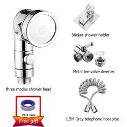 Premium Handheld Shower Head with Adjustable Diverter Valve for Home and Kitchen Faucets (SIiver set A)