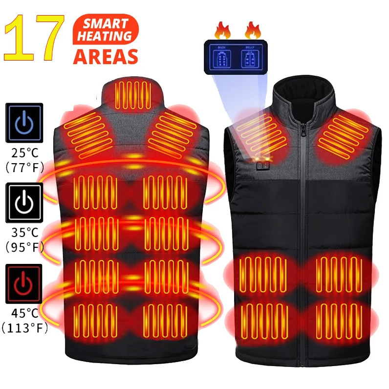 thumbnail image 1 of Chaleco calefaccionado de 21 áreas para hombre y mujer, chaqueta calefactable de invierno para mujer, calentador eléctrico USB, chaqueta táctica, chaleco térmico, abrigo calentador corporal, 1 of 5