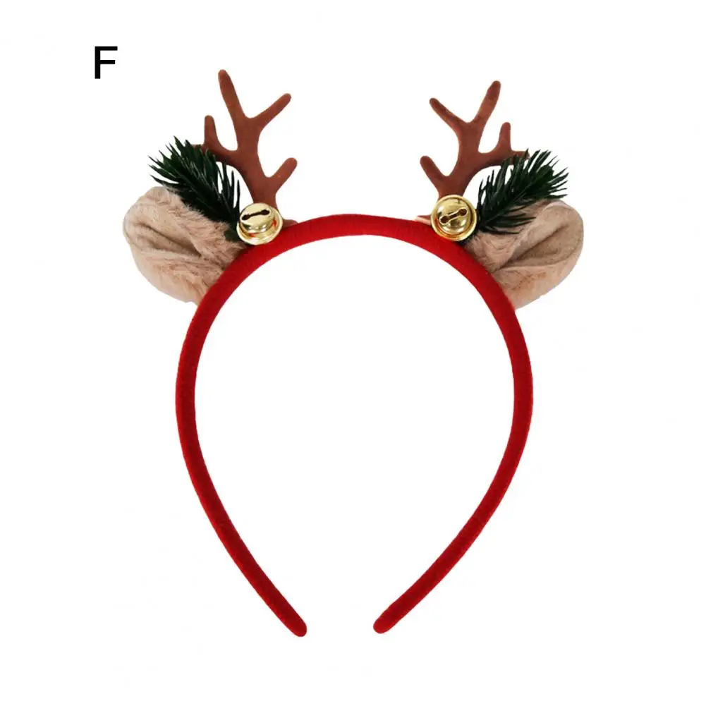 Festive Antler Hairband Festive Reindeer Headband with Bells for Christmas Cosplay Party Colorful Velvet Costume for Christmas