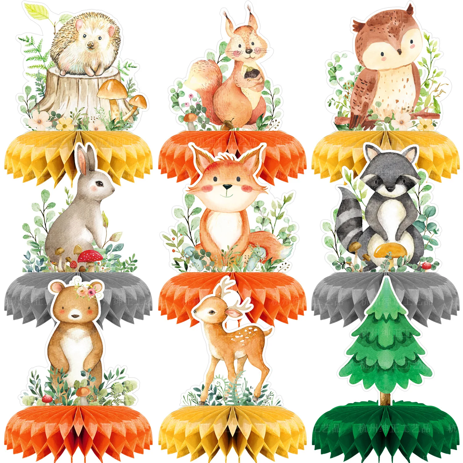 

9 шт. настольные украшения с изображением леса, животных, лисы, кролик, товары для свадебной вечеринки, детский праздник, игрушка на день рождения