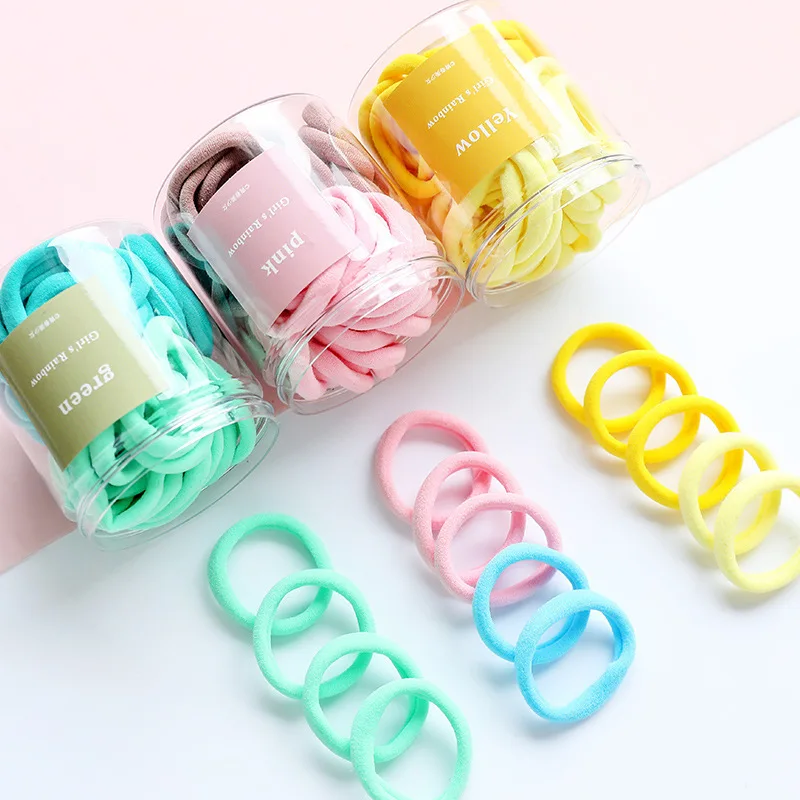 

Internet celeb 50 canned girl's seamless towel ring hair rope colorful hair ring high elastic hair rope candy color rubber band