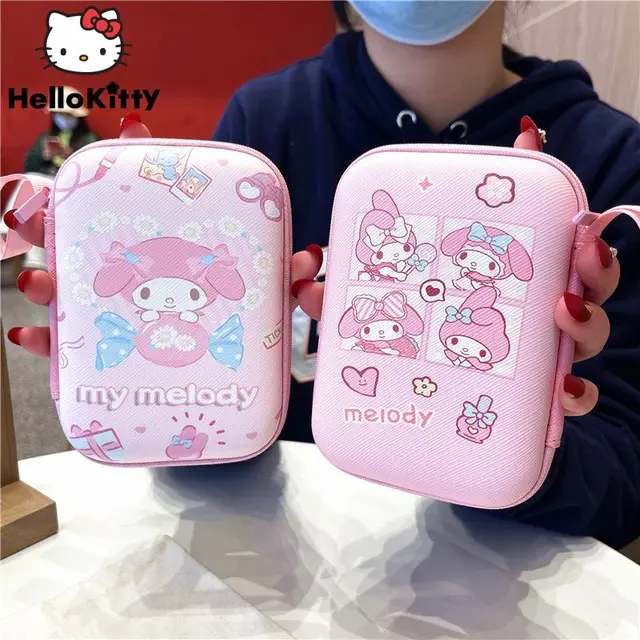 Sanrio Kawaii Töltő Tároló Táska Fejhallgató Adatkábel Hordozható Doboz Dallam Kuromi Cinnamoroll Aranyos Szervező - Image 2