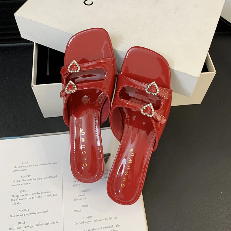 Summer Fashion New Sexy Banquet Comfortable Crystal Transparent PVC Solid Color Square Toe Women's Slippers Sandals High Heels