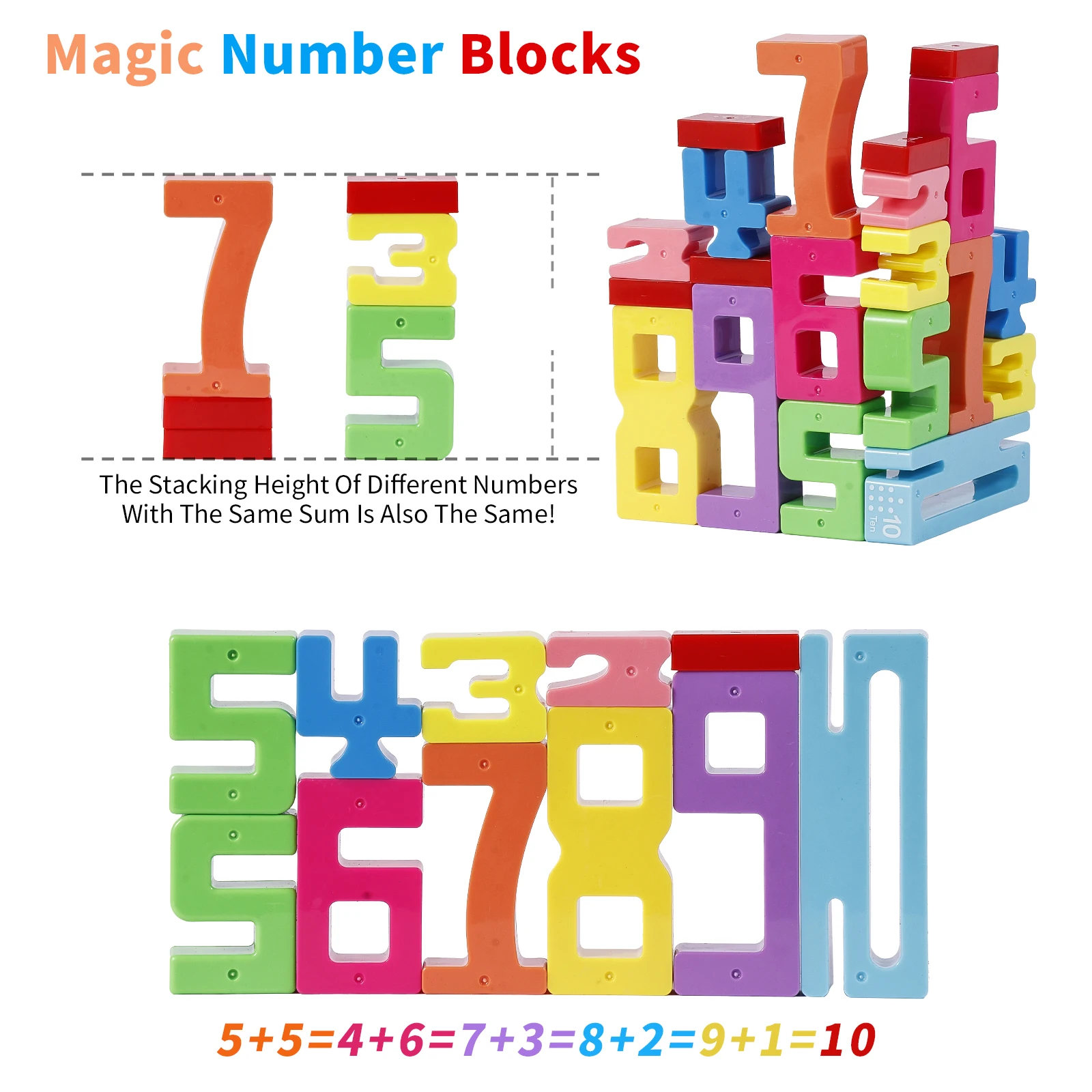 NEW Digital Building Blocks Children's Educational Toys, Baby Early Education Large Particle Color Building Block Toys, Gift - 3