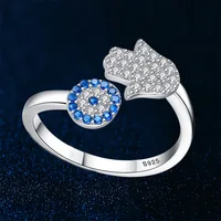 Trendy 925 Sterling Silver Evil Eye Crystal Adjustable Rings For Women Party Fashion Jewelry Anniversary Gift Wholesale 2