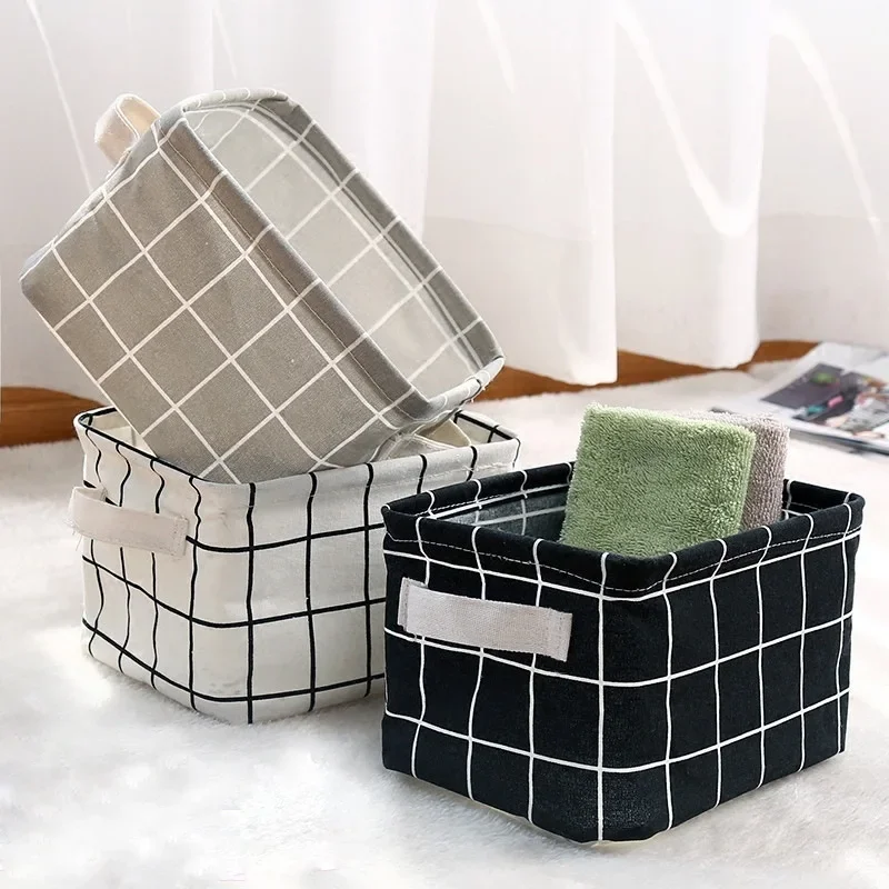 Foldable Desktop Storage Box Fabric Bedroom Storage Basket Home Cabinet Cosmetic Organizer Jewelry Organizer Basket Toy Storage 1