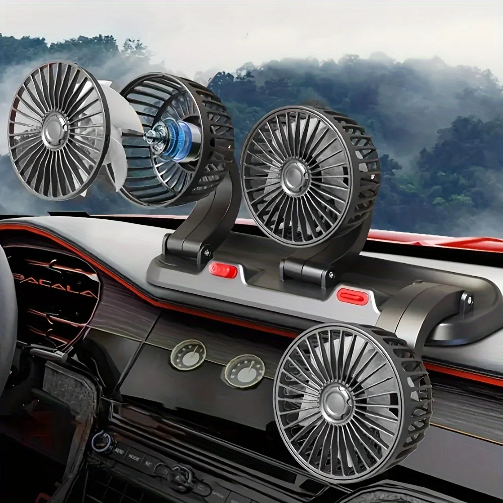 Car Fan Three-Head USB 3-Speed Adjustable 360-Degree Rotation Suitable For Car Cooling Powerful Fan With Hidden Aromatherapy Box 2
