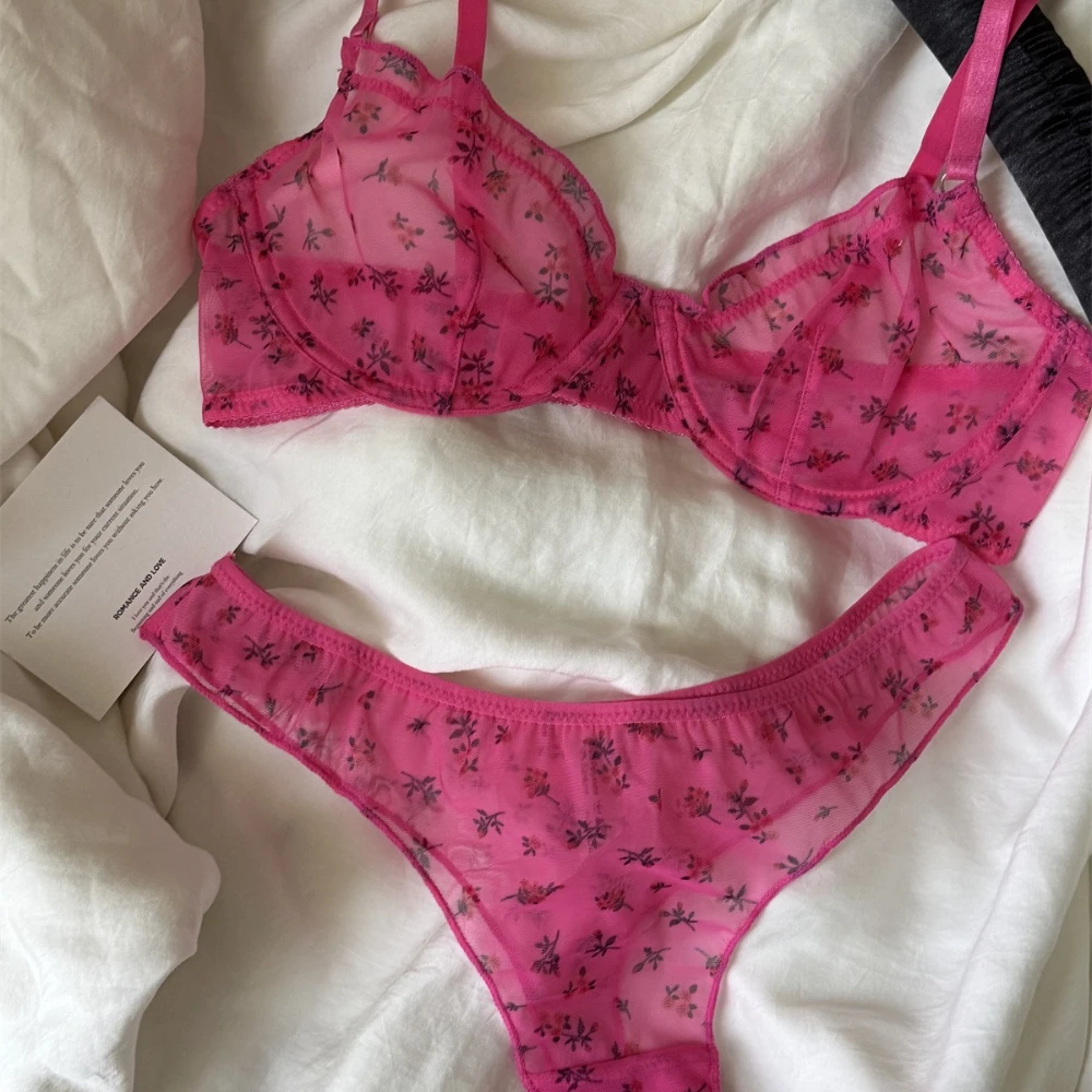 Ensemble de Lingerie française Ultra fine, soutien-gorge Sexy en dentelle à imprimé Floral, sous-vêtements pour femmes, maille respirante, intimes, ensembles de soutiens-gorge et string 1 Ensemble de Lingerie française Ultra fine, soutien-gorge Sexy en dentelle à imprimé Floral, sous-vêtements pour femmes, maille respirante, intimes, ensembles de soutiens-gorge et string 1